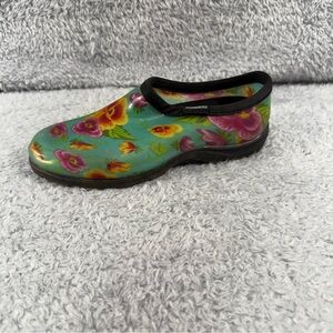 Sloggers Teal Pansy Waterproof Garden Shoes Womens Size 8